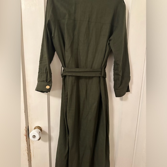 ZARA MIDI SHIRT DRESS | Khaki Green | L - Picture 2 of 6